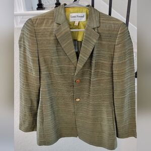 Louis Féraud Womans Green Plaid Blazer Size SMALL Jacket Vintage 80s